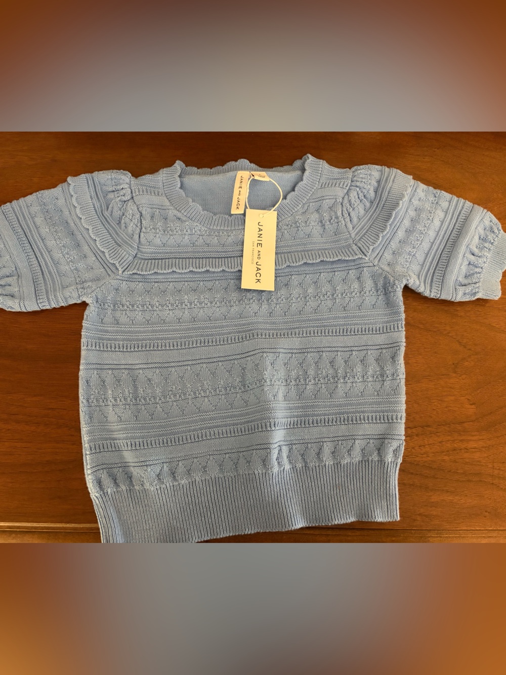 Janie and Jack Pale Blue Textured Knit Top